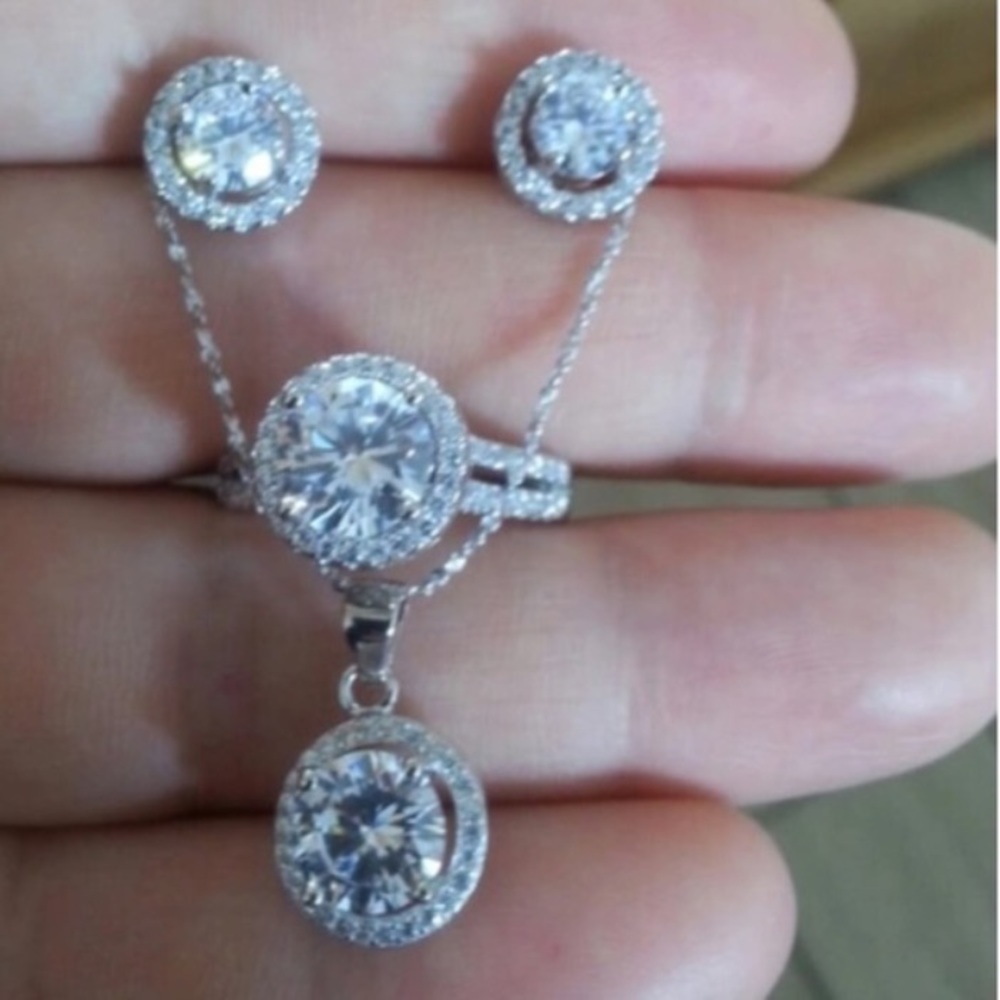 Size 7/7.5/8/9 New Real Silver Necklace Set